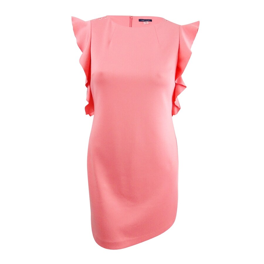 tommy hilfiger scuba sheath dress with flutter sleeves