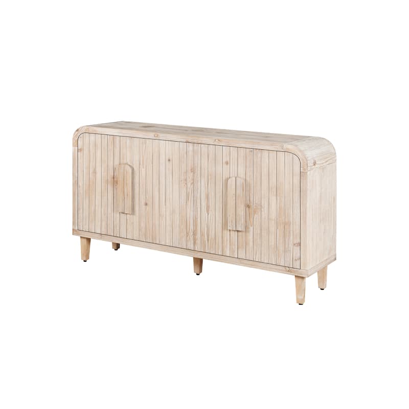 GDFStudio - Sophia Vintage Farmhouse 59'' Curved Storage Sideboard with Adjustable Shelves
