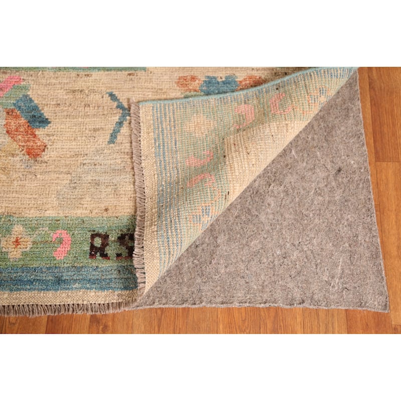 Vegetable Dye Blue Oushak Turkish Large Rug Hand-Knotted Wool Carpet - 10'5" x 14'0"