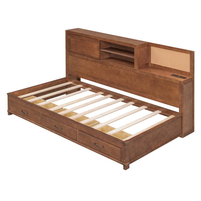 Wooden Daybed with 3 Storage Drawers and a set of Sockets and USB Ports
