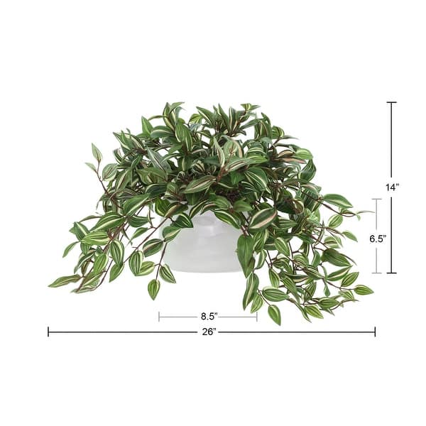 Faux Tradescantia Plant in Ceramic Vase - Green
