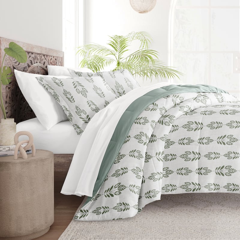 Becky Cameron Folk Leaves Pattern Reversible Comforter Set