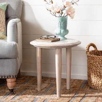 SAFAVIEH Adolfa Carved Side Table - 17" x 17" x 18" - 17Wx17Dx18H