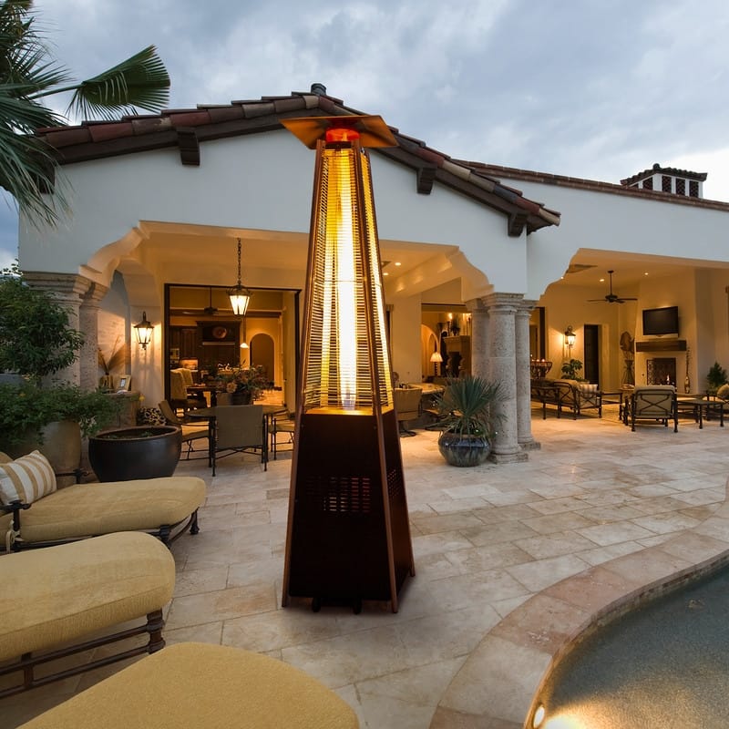 Pamapic 42,000 BTU Outdoor Pyramid Flame Patio Heater with Cover, Wheels
