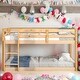 preview thumbnail 13 of 61, Low Height Design Twin Over Twin Floor Bunk Bed in Grey for Kids' Safety,Stylistic Elements Kid's Bunk Bed Natural