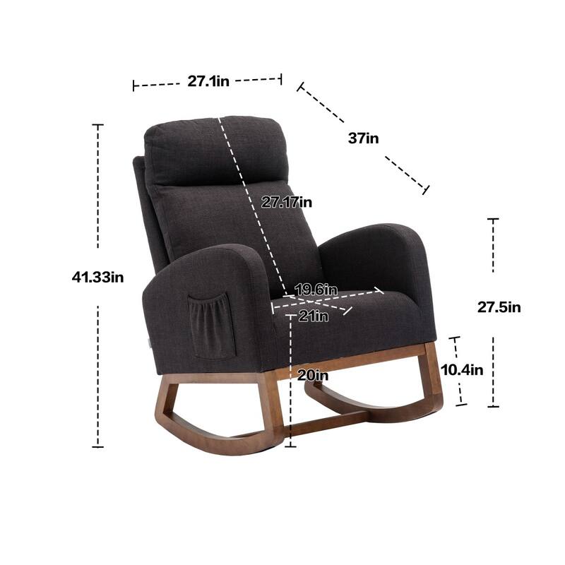 Modern Linen Upholstered Rocking Chair, Living Room Lounge Arm Chair