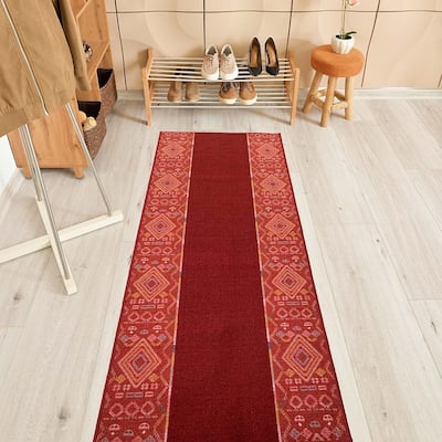 Custom Size Solid Design 31 Inch Wide Non-Slip Stair Runner Rug