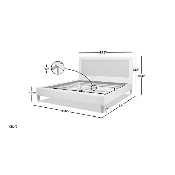 dimension image slide 1 of 2, Haley Wood and Rattan Upholstered King Platform Bed