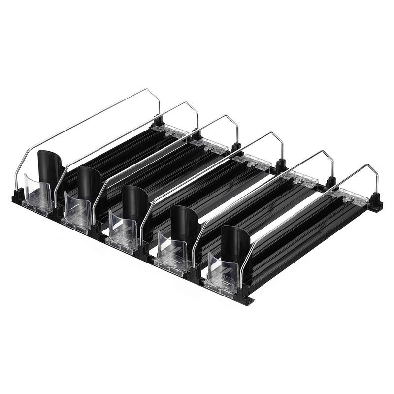 5pcs Self-Pushing Soda Can Dispenser Drink Organizer for Fridge Pantry, Black