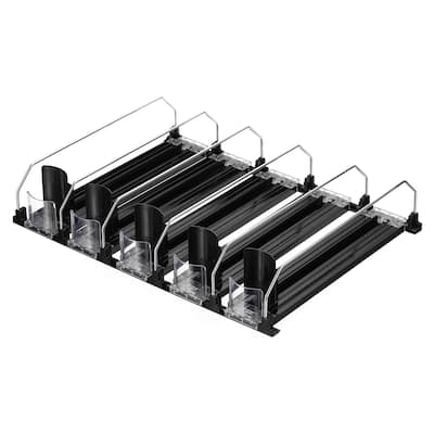 5pcs Self-Pushing Soda Can Dispenser Drink Organizer for Fridge Pantry, Black