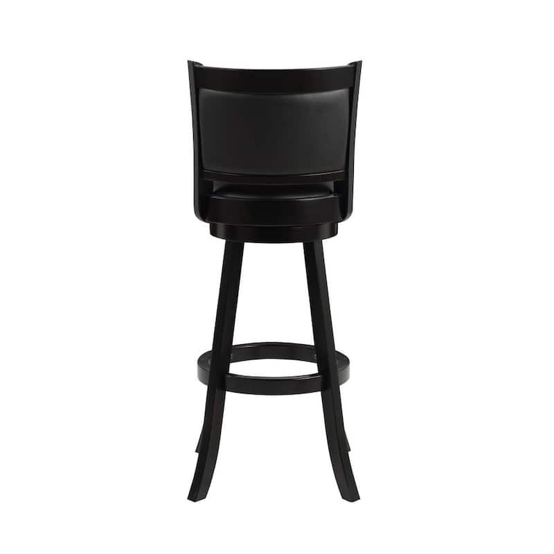34 Inch Extra Tall Swivel Bar Stool, Wood, Faux Leather - 20 L x 18 W x 47 H