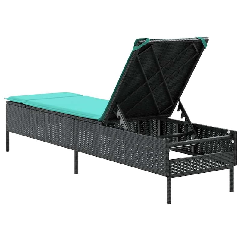 vidaXL Sun Lounger with Cushion Chaise Lounge Poly Rattan Brown/Gray/Black - 21.7 x 78 x 38.2