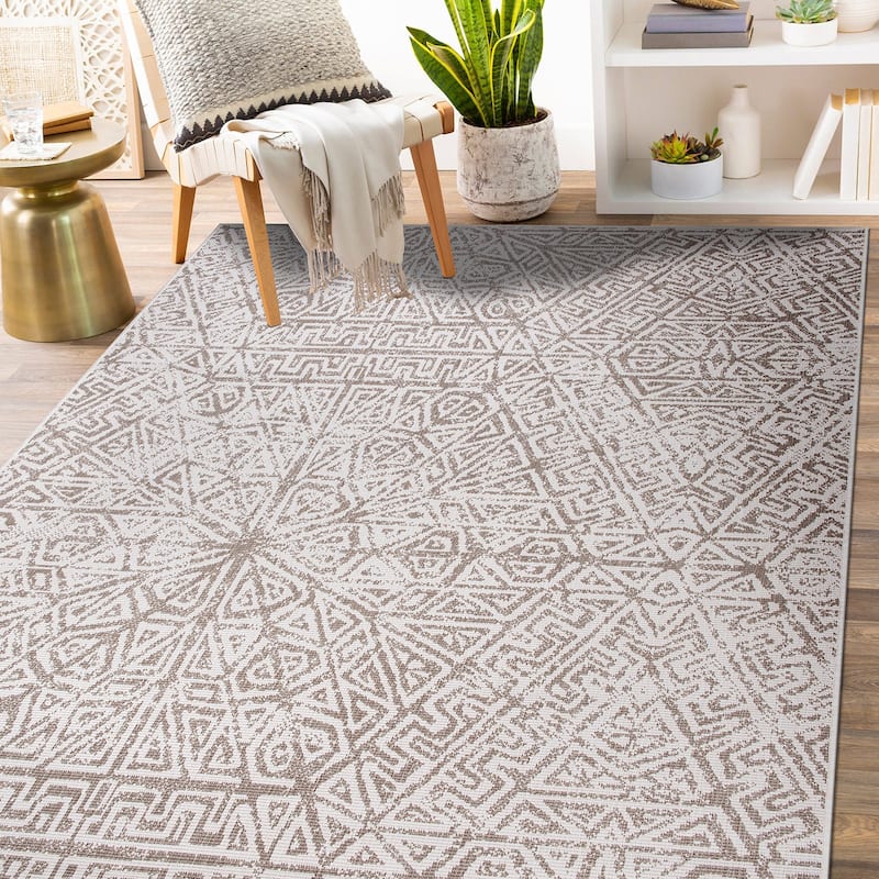 World Rug Gallery Contemporary Geometric Indoor/Outdoor Area Rug
