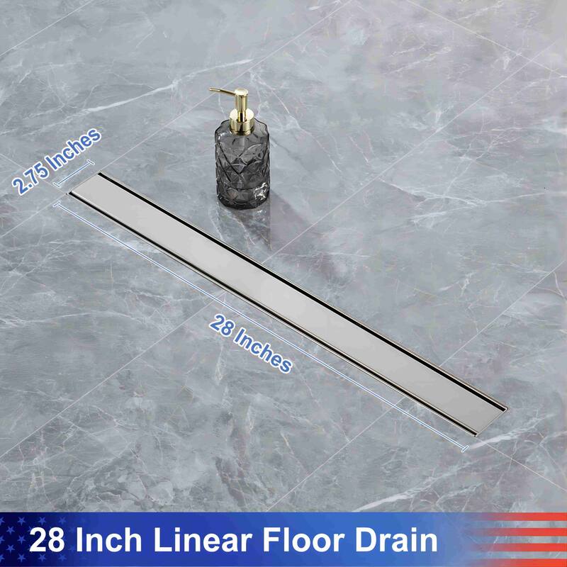 28'' W Linear Grid Shower Drain, Brushed Nickel Bed Bath & Beyond