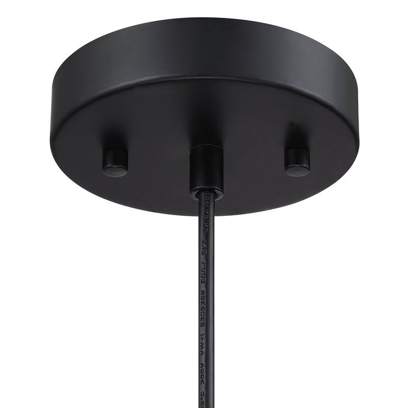 1-light pendant with black finish and steel cage shade