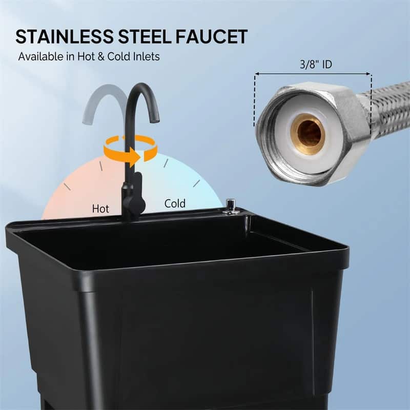 Plastic Utility Sink Freestanding with Storage Shelf