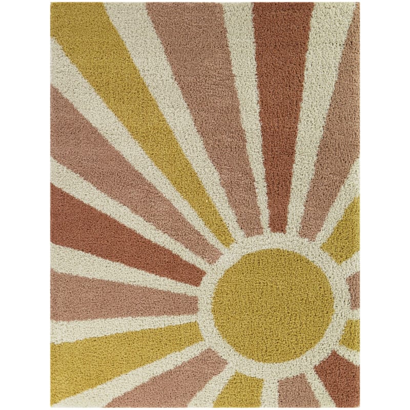 Helia Rainbow Sunrise Shag Area Rug - 5' 3" x 7' - Pale Pink - Rectangle