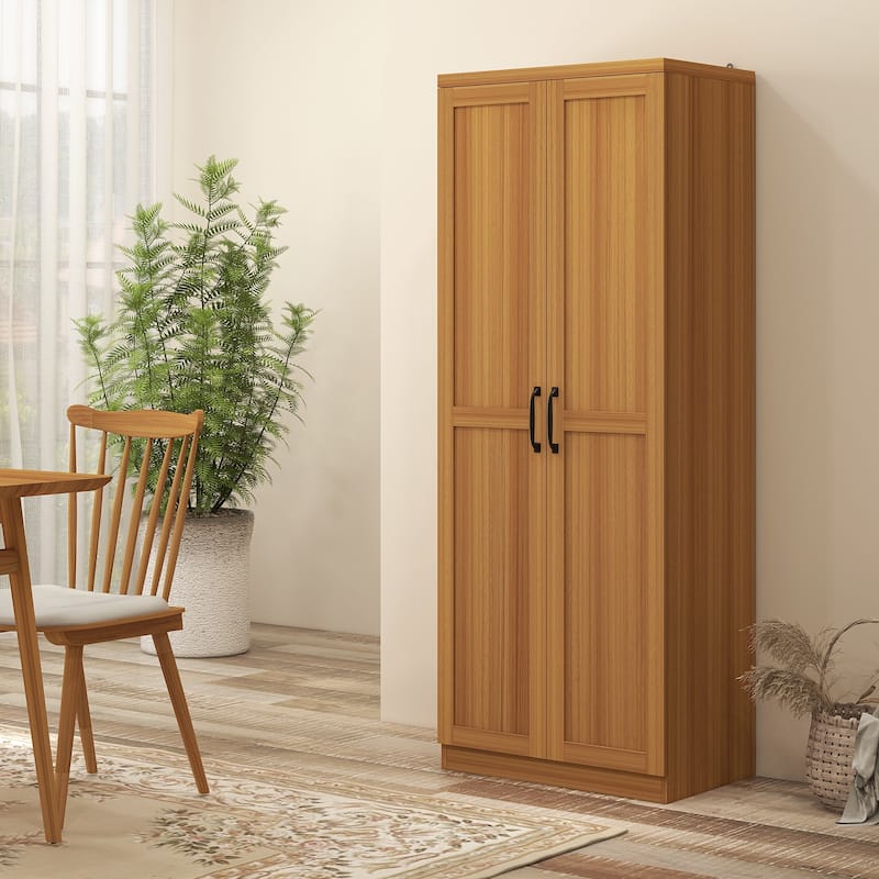 HOMCOM 63" 2-Door Kitchen Pantry, Freestanding Storage Cabinet with 5-tier Shelving and 2 Adjustable Shelves for Dining Room