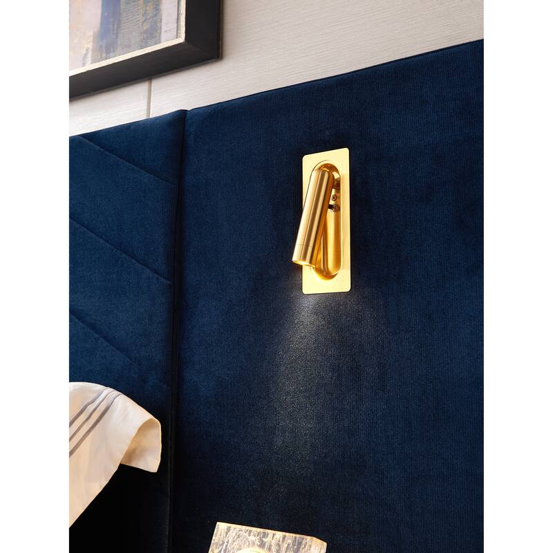 Velvet Upholstered Bed Frame, Wingback Headboard Platform Bed with LED Side Lights & Nightstands, No Box Spring Needed