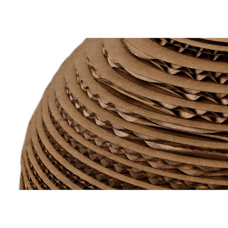 1-light Brown Natural Pendant Light With Nordic Style Globe Cardboard Shade For Dining Table