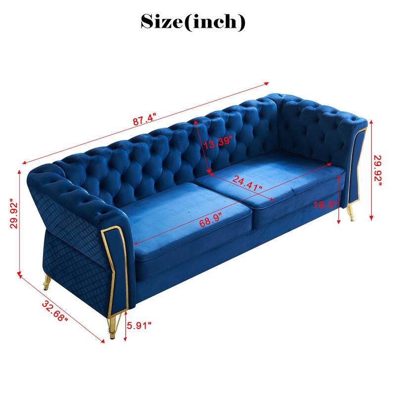 Luxurious Velvet Sofa with High-Density Foam & Unique Flared Arms - 3 Seater Couch