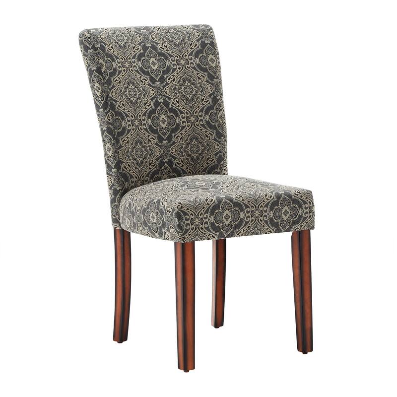 Catherine Print Parsons Dining Side Chair (Set of 2) by iNSPIRE Q Bold - Bluesteel/Gold Damask