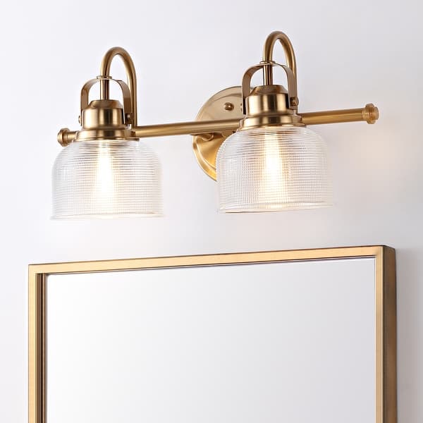 slide 2 of 115, Shirley Metal/Glass LED Vanity Light, by JONATHAN Y 2-Light - Brass Gold/Clear