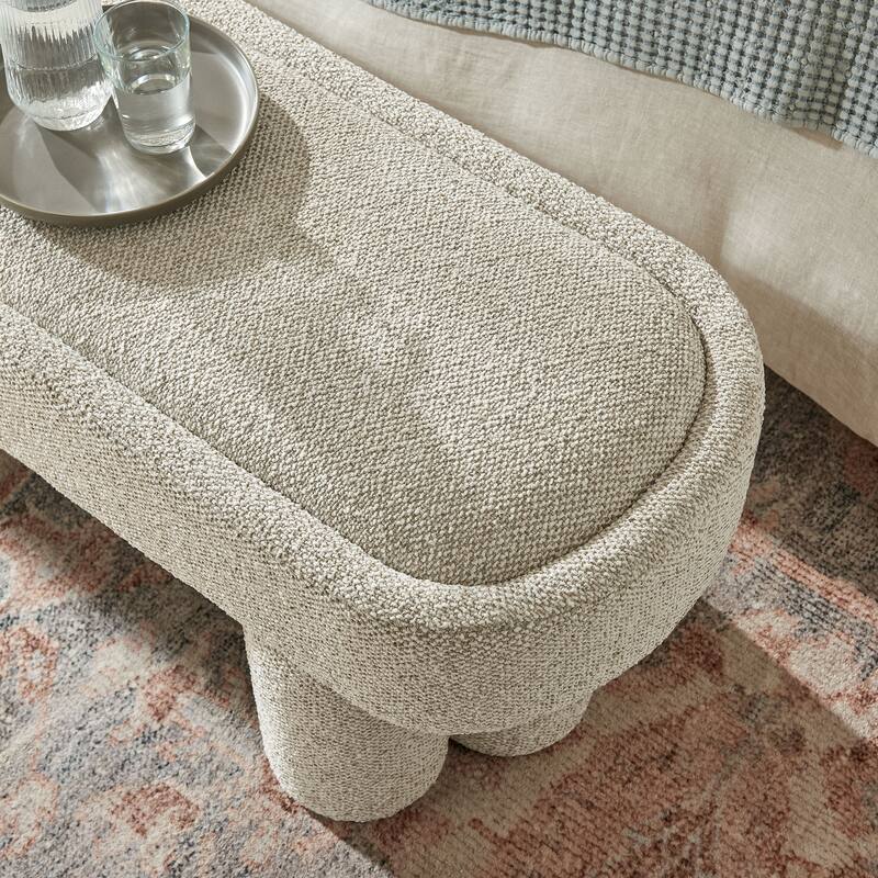 Mossi 52-Inch Oval Boucle Fabric Bench
