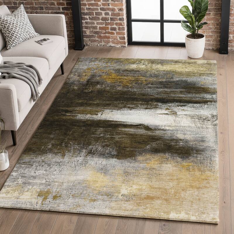 Premium Washable Super Soft Modern Abstract Mayfield Rug - Chocolate - 9' x 12'