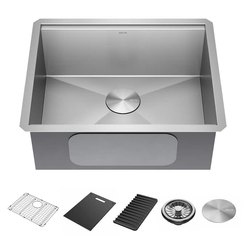 Delta 95B9031-23S Rivet 23” Workstation Kitchen Sink Undermount 16 - Stainless Steel