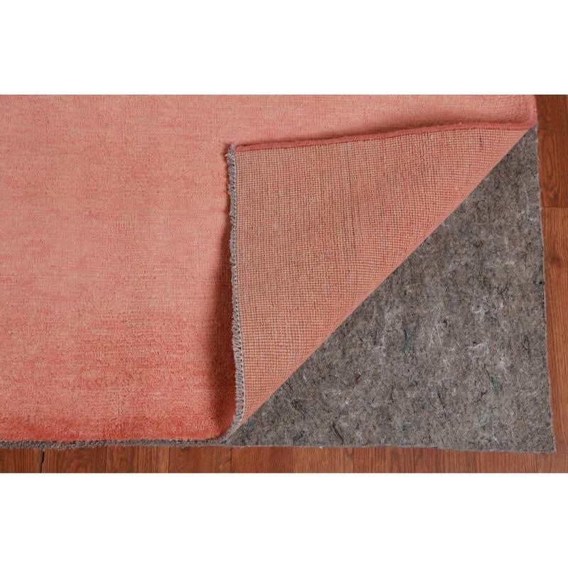 Hand Knotted Oriental 100% Wool Carpet Modern Solid Pink Gabbeh Area Rug - 11' 10'' X 8' 11''