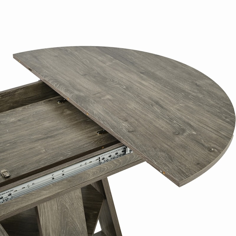 43.3"-59" Extendable Round Dining Table with Storage Shelf