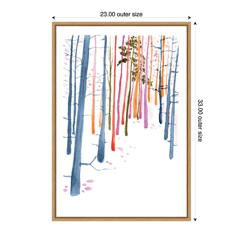 Kate and Laurel Sylvie Colorful Woodland Trees Framed Canvas by Viola Kreczmer