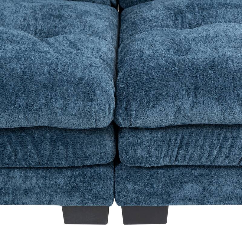 Chenille Deep Seating Loveseat Sectional Sofa with Dual-Layer Cushions
