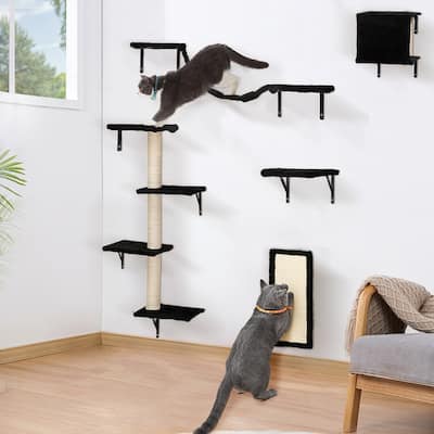 Cat Wall Shelves, Wall-Mounted Cat Climber Set of 5