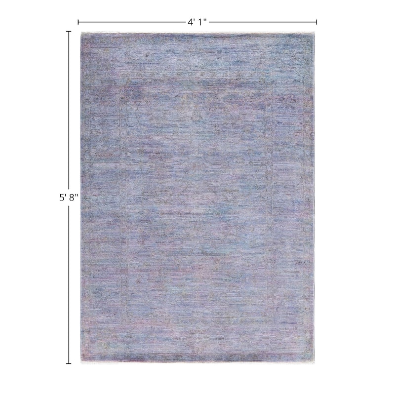 Overdyed One-of-a-Kind Hand-Knotted Area Rug - Blue - 4' 1" x 5' 8"