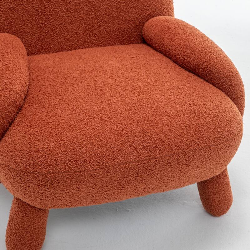 SEYNAR Modern Faux Sherpa Upolstered High Back Armless Accent Chair Set of 2