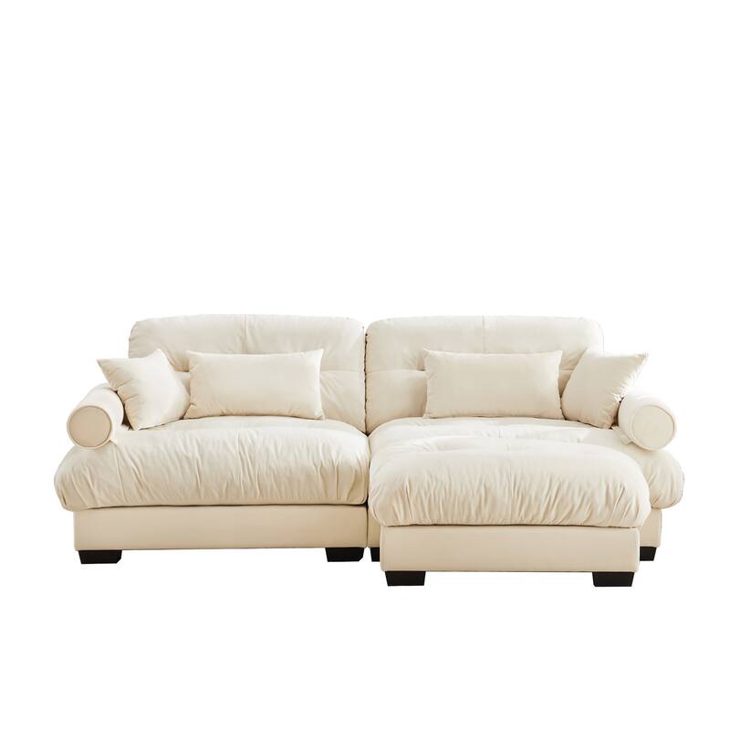 Modern Sectional Couch Comfortable Upholstered Sofa Set with Lumbar Pillow and Throw Pillow for Living Room