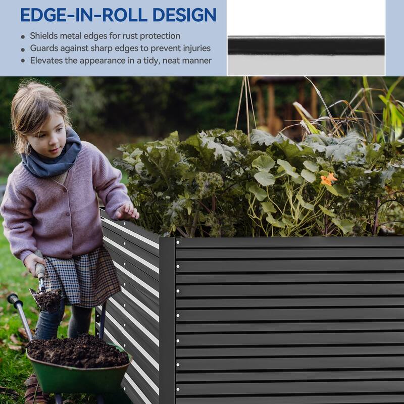 Moasis Outdoor Metal Raised Garden Bed with Gloves