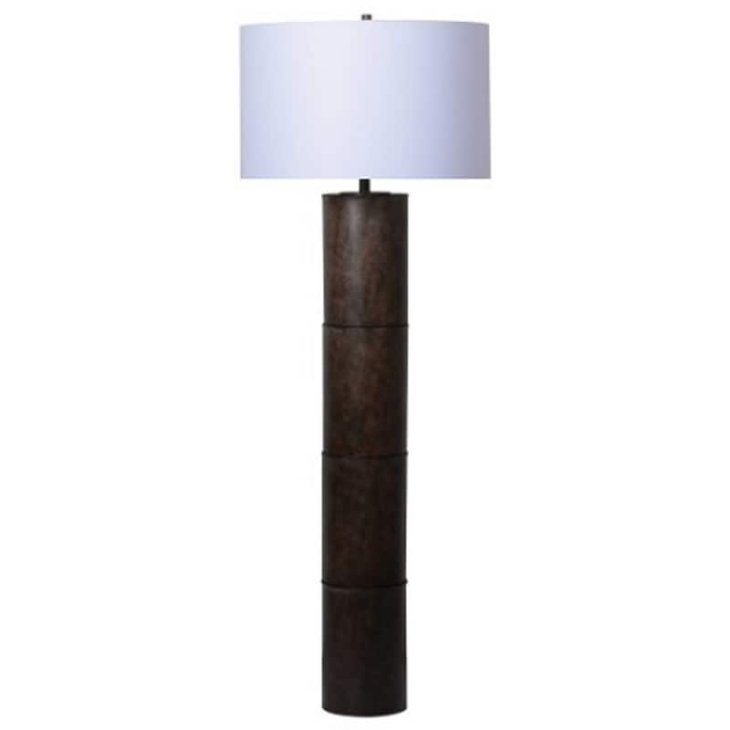 Saen 65 Inch Floor Lamp, Modern Black Cylindrical Base, White Drum Shade