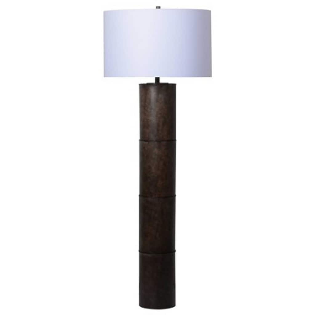 Saen 65 Inch Floor Lamp, Modern Black Cylindrical Base, White Drum Shade