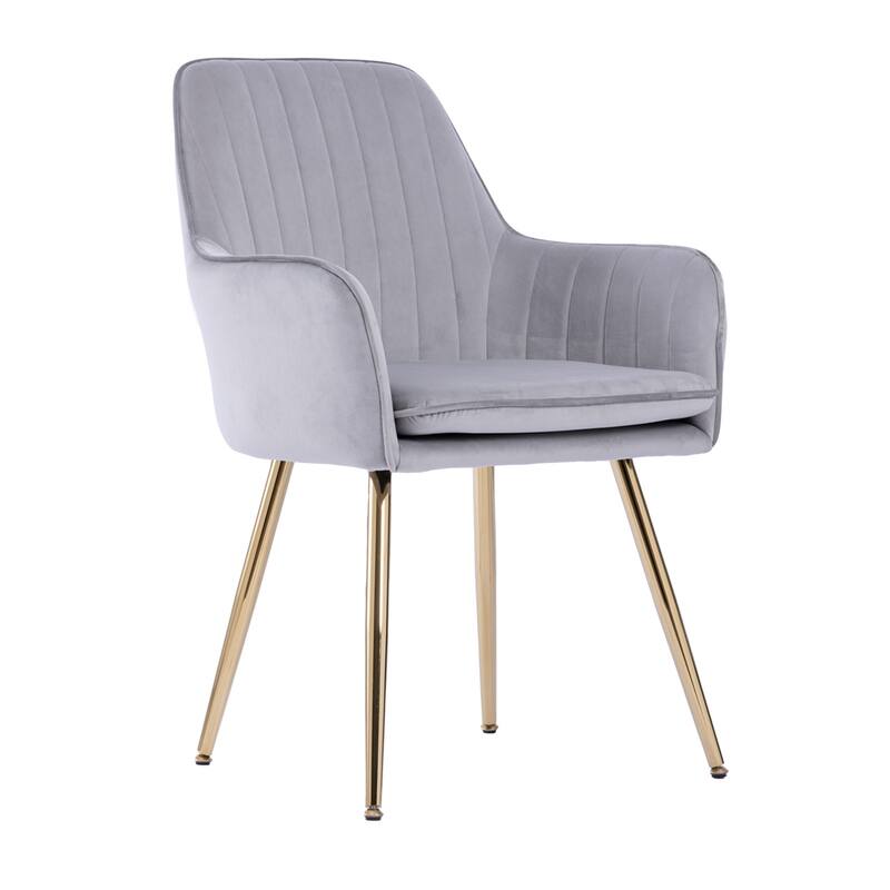 Velvet Dining Chair Set of 2 - Modern Mid-Back Accent Chairs with Gold Plated Legs - Upholstered for Living Room (Set of 2)