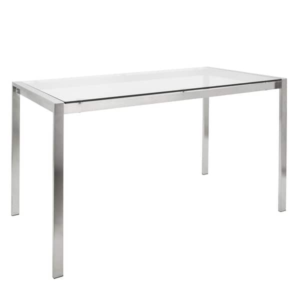slide 1 of 14, Fuji Contemporary Stainless Steel Dining Table - N/A