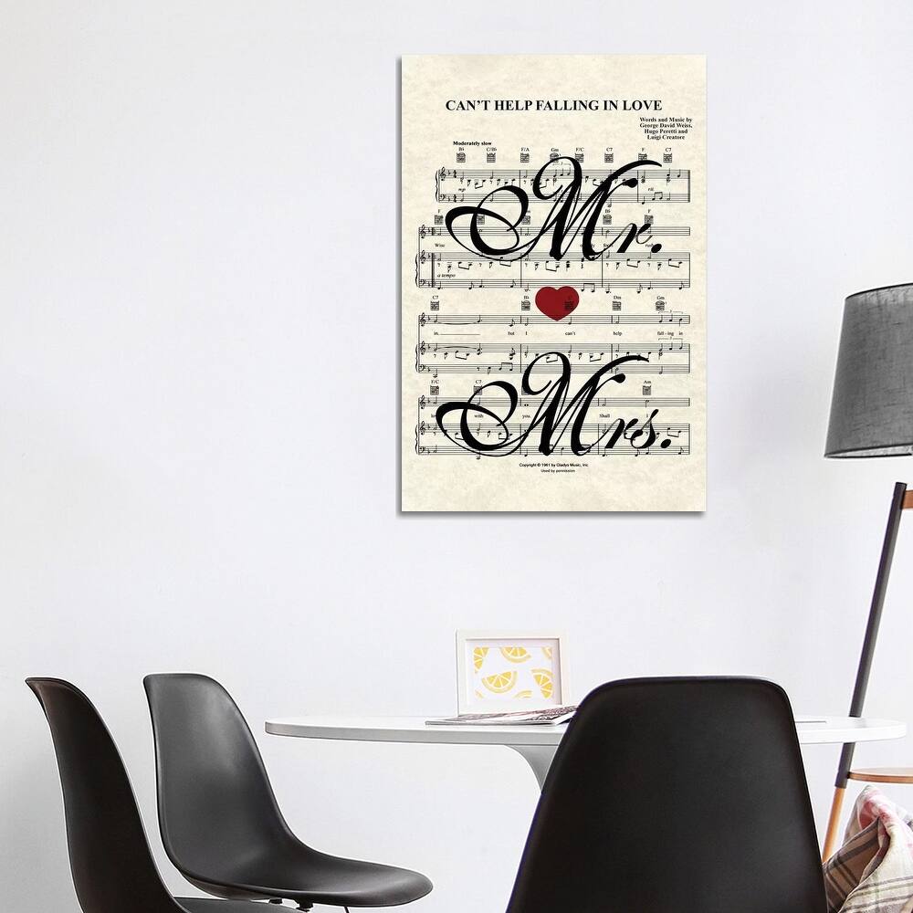 iCanvas "Can't Help Falling In Love - Mr And Mrs" by WordsAndMusicArt Canvas Print