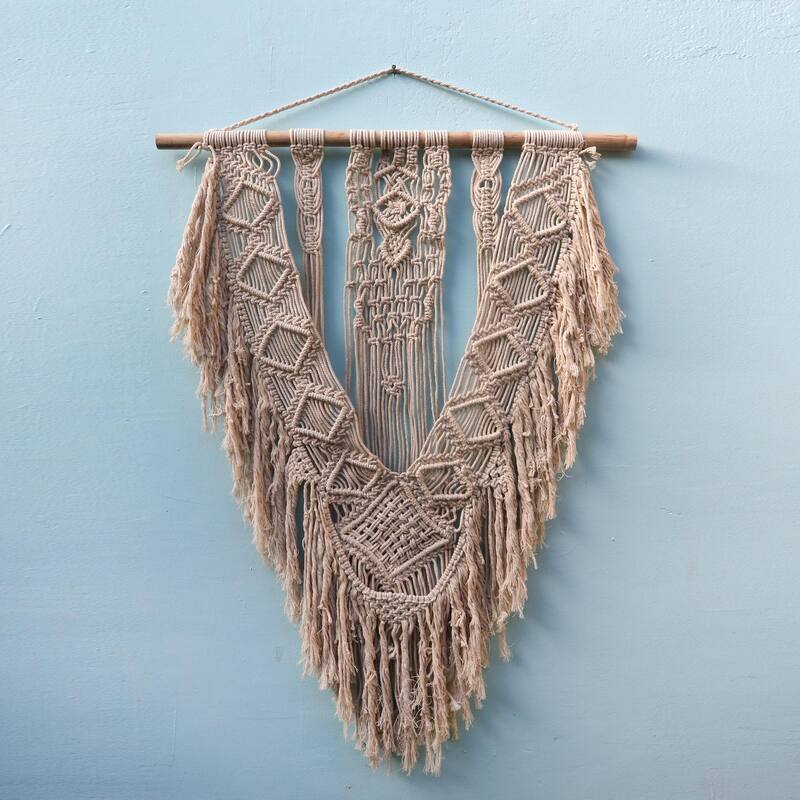 Novica Handmade Arrowhead Cotton Macrame Wall Hanging