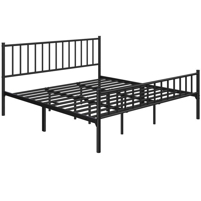 Yaheetech Minimalist Metal Platform Bed Frame with Spindle Headboard and Footboard