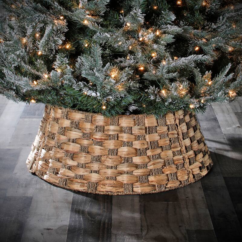 Plastic & Metal Weaved Tree Base Cover 11"Tx23"D - Light Brown