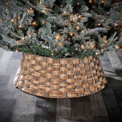 Plastic & Metal Weaved Tree Base Cover 11"Tx23"D - Light Brown