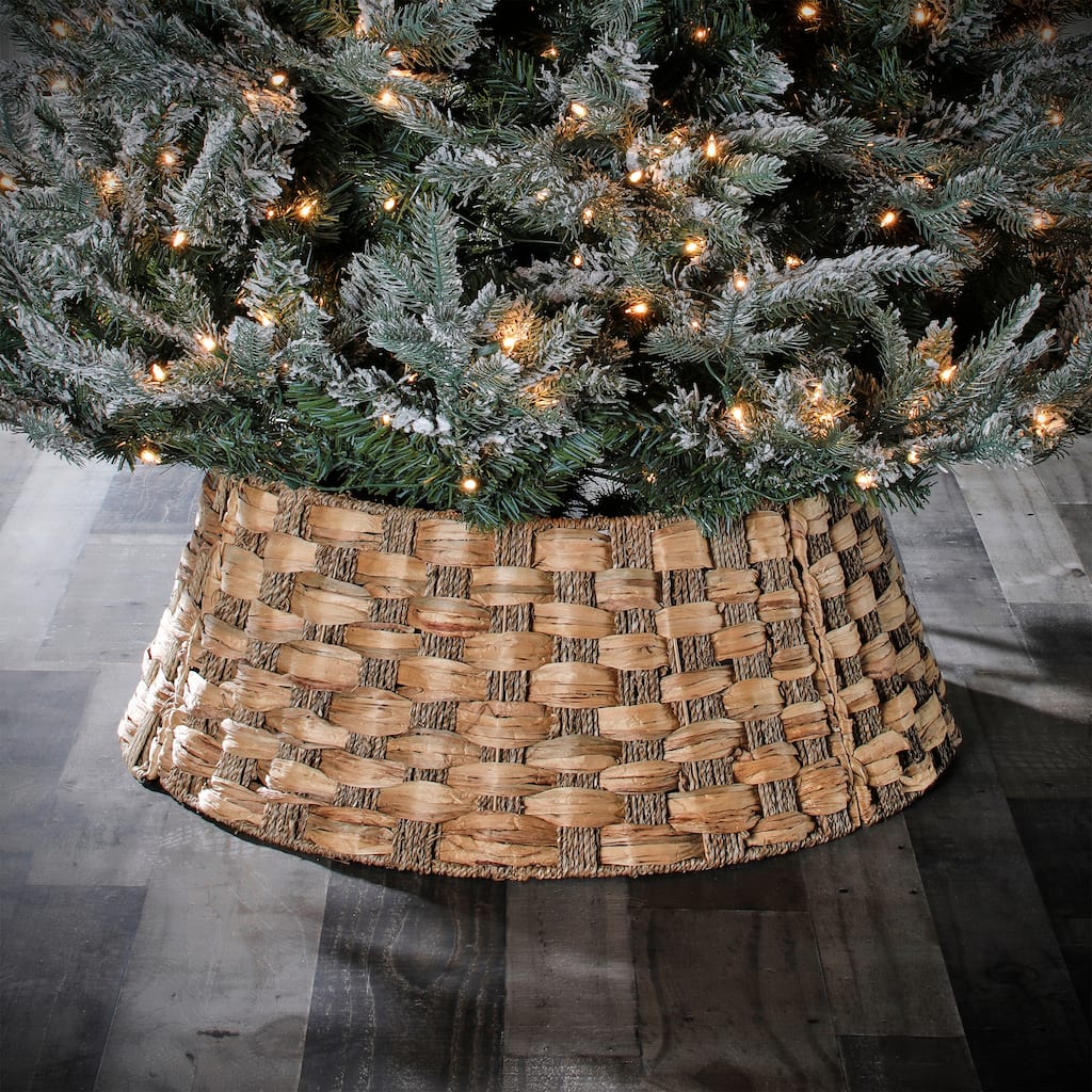 Plastic & Metal Weaved Tree Base Cover 11"Tx23"D - Light Brown