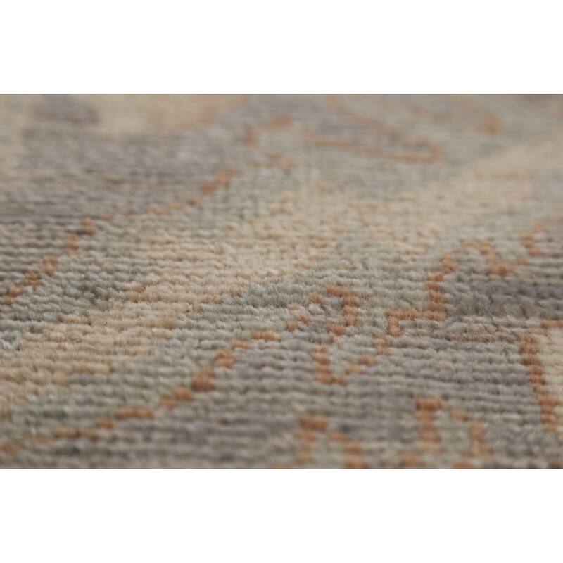 Hand Knotted Oriental 100% Wool Carpet Transitional All-Over Greys & Charcoal Oushak Area Rug - 11' 11'' X 9' 3''
